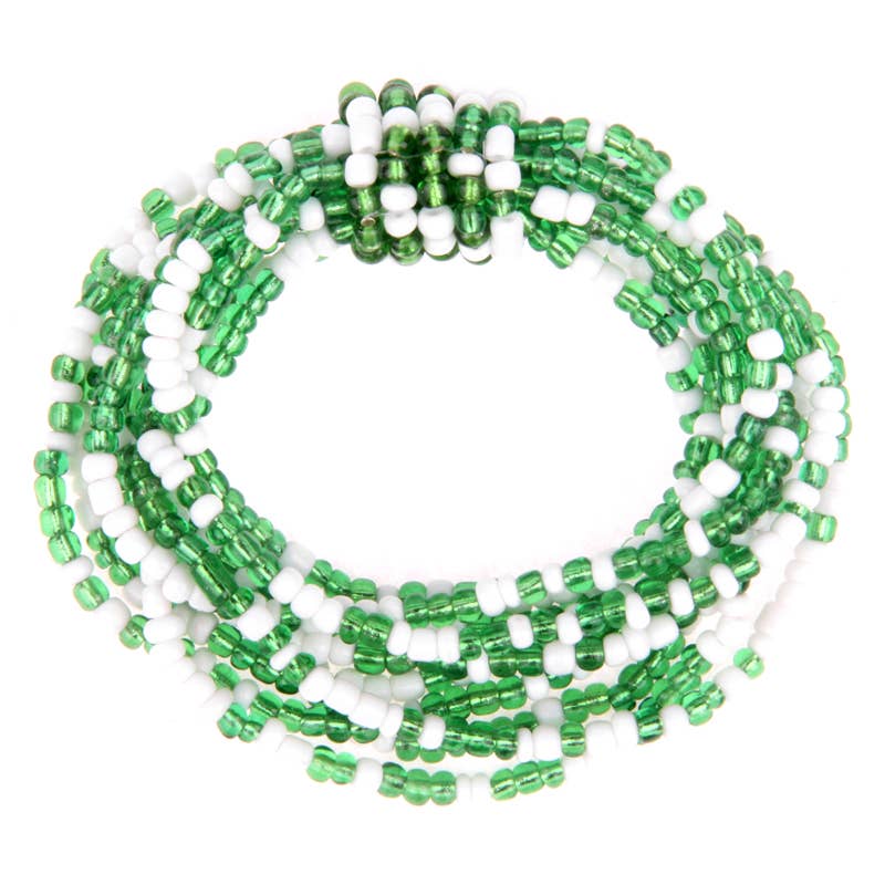 Green and White Game Day Beaded Bracelet