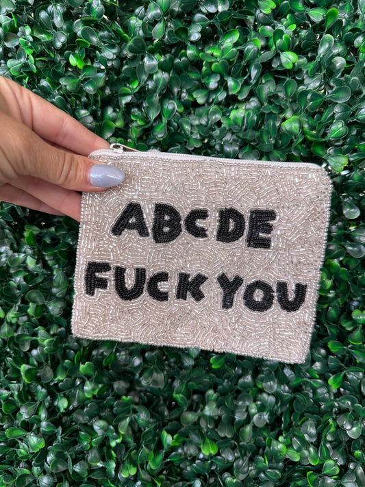 ABCDE Fuck You Beaded Coin Purse