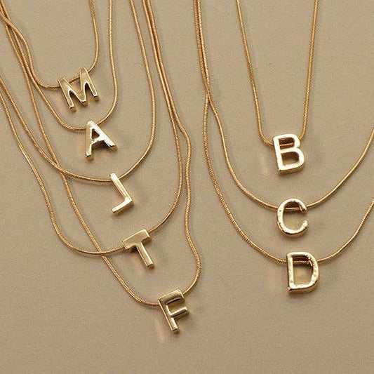 Minimalist Initial Snake Chain Necklace