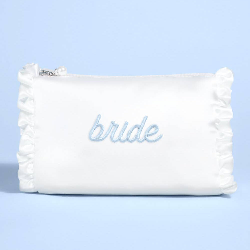 Embroidered Ruffle Bride Cosmetic Bag