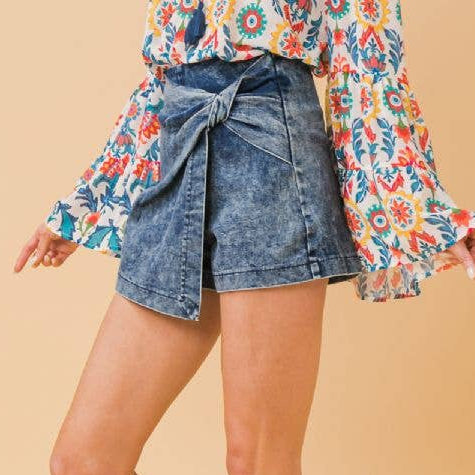 Acid Wash Skort