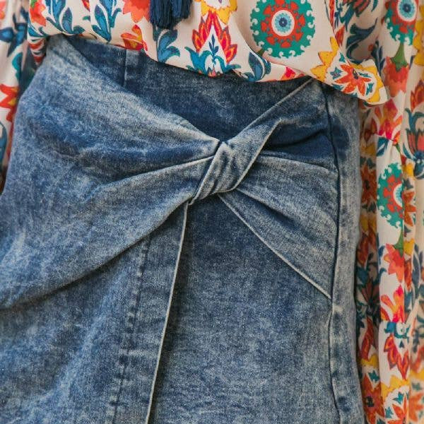 Acid Wash Skort