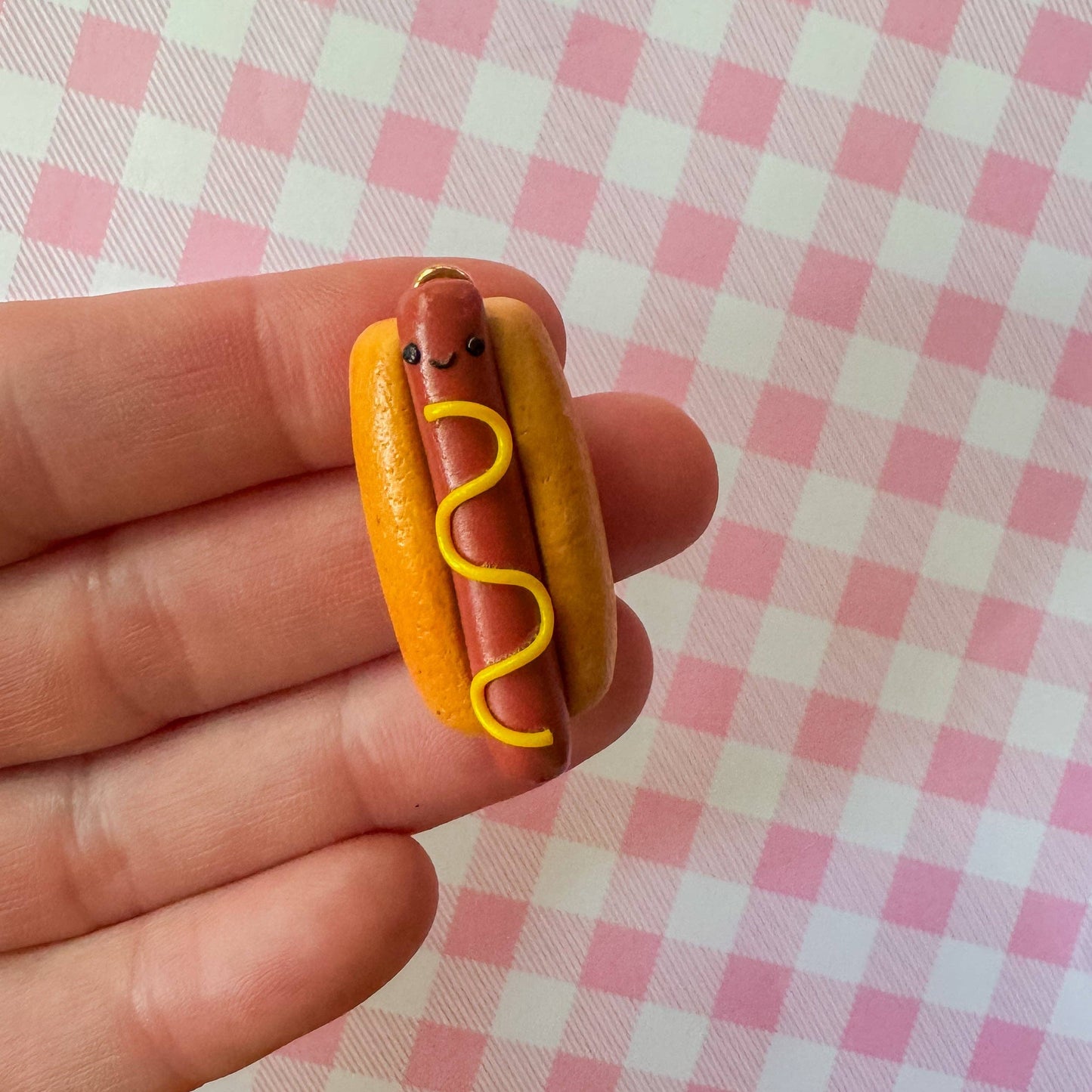 Hot Dog Clay Necklace