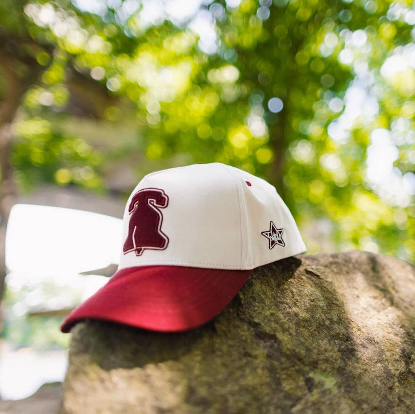 Curved Philly Vintage Red Cotton Snapback Hat