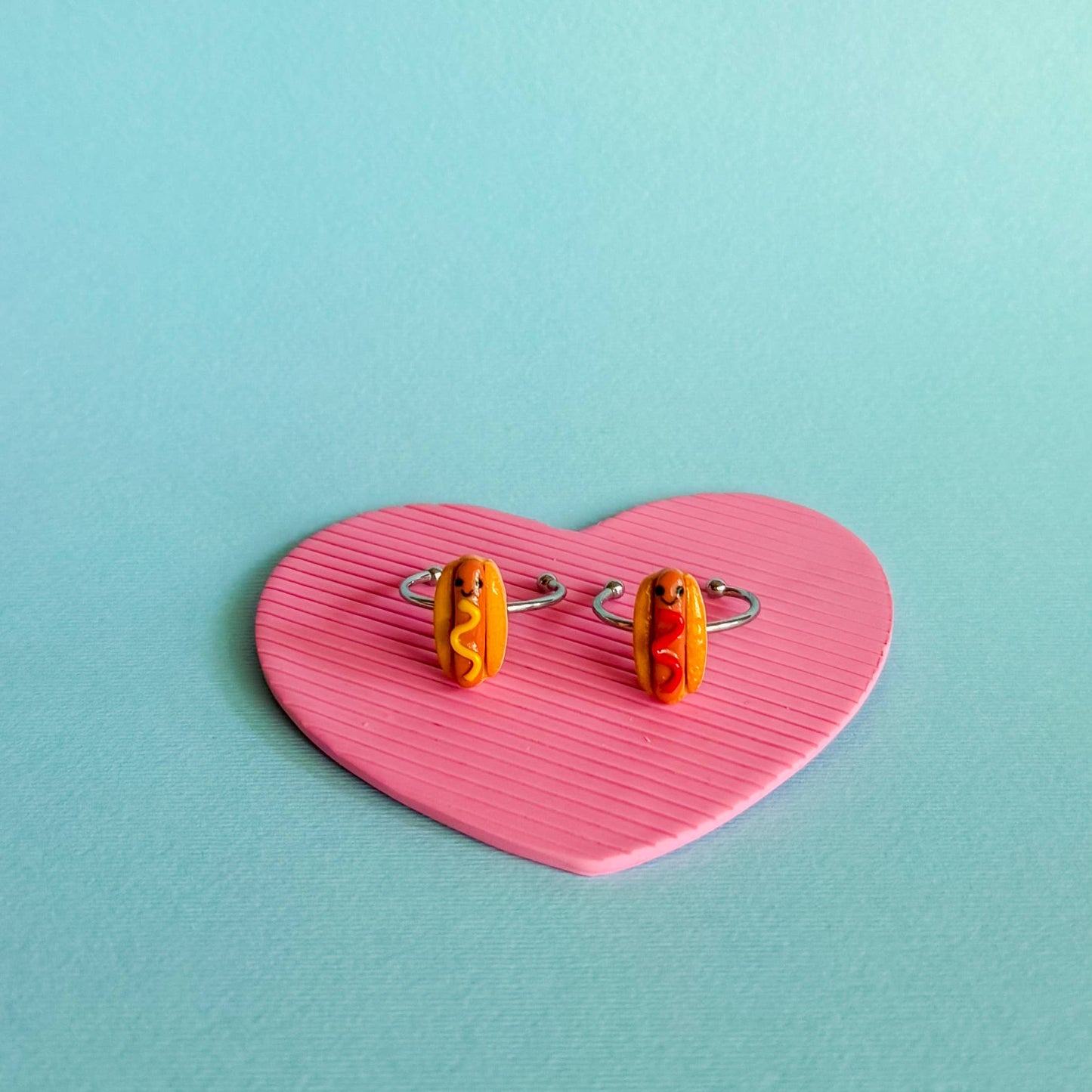 Hot Dog Clay Rings
