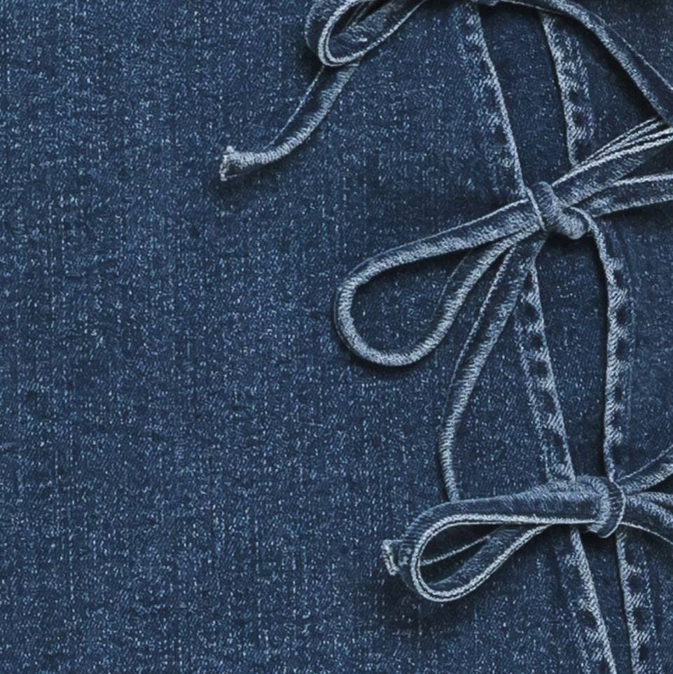 Denim Side Bow Detail Skort