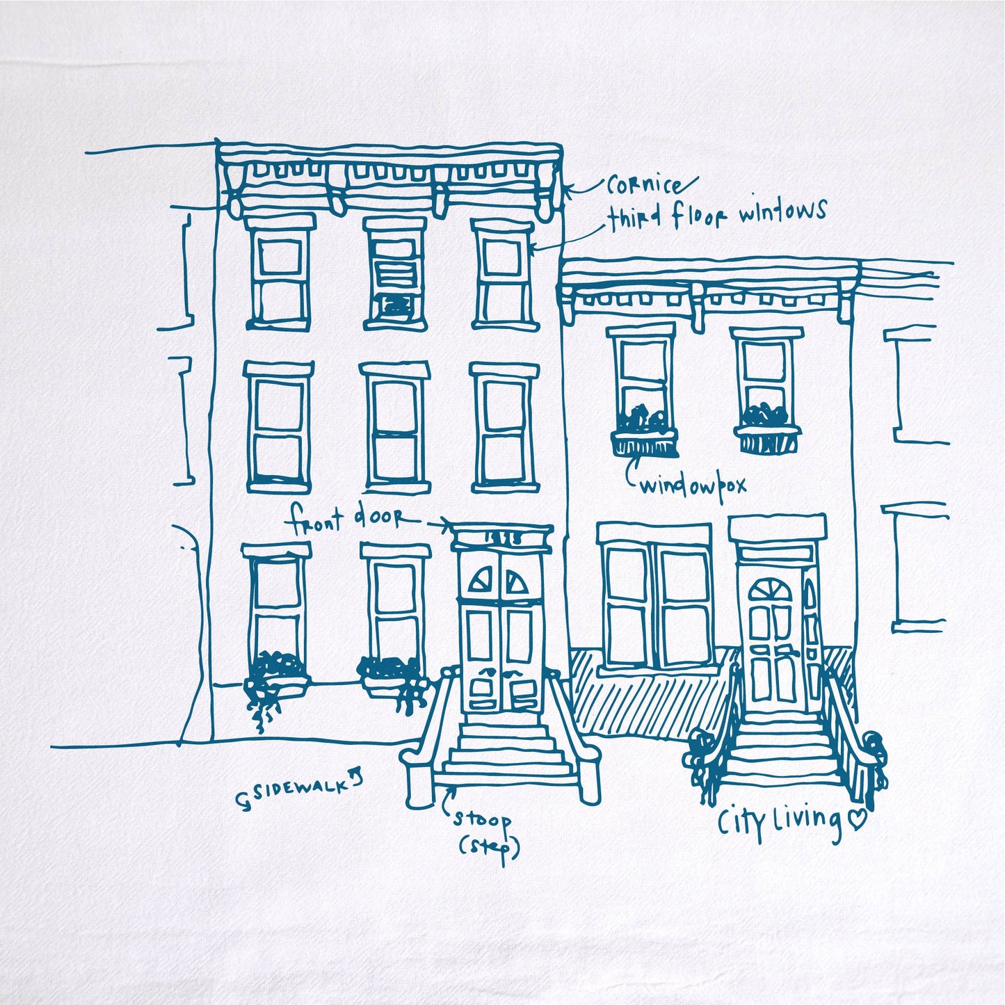 Philly Rowhouses Tea Towel
