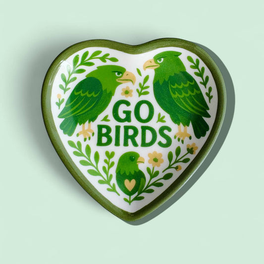 Birds Heart Shaped Ceramic Trinket Tray