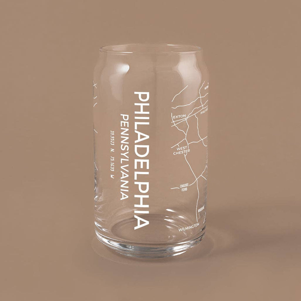 Philadelphia Map Can Glass