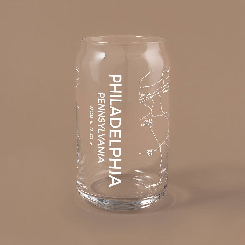 Philadelphia Map Can Glass