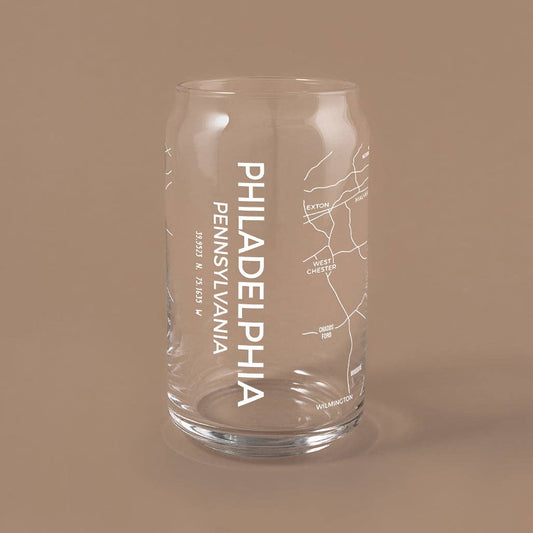 Philadelphia Map Can Glass
