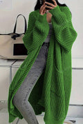 Oversized Long Green Knit Cardigan