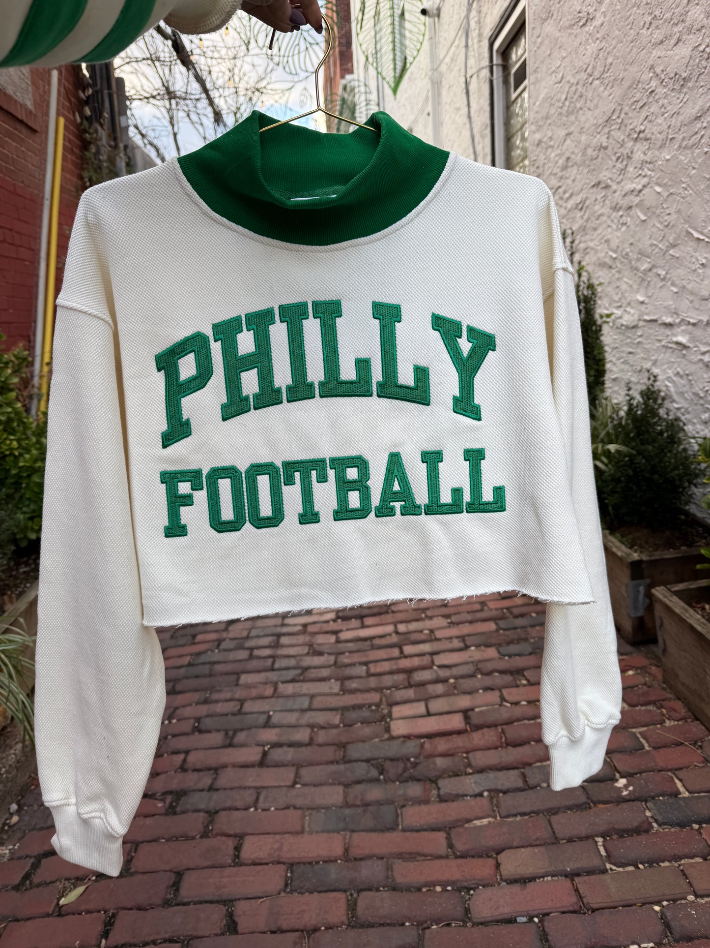 Philly Football Mock Neck Waffle Crop