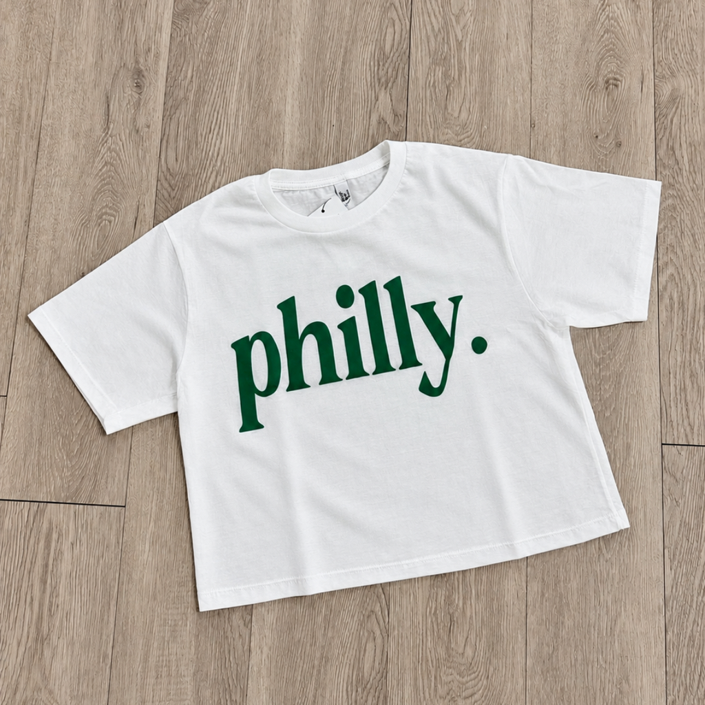 Philly. Puff Crop Top - White