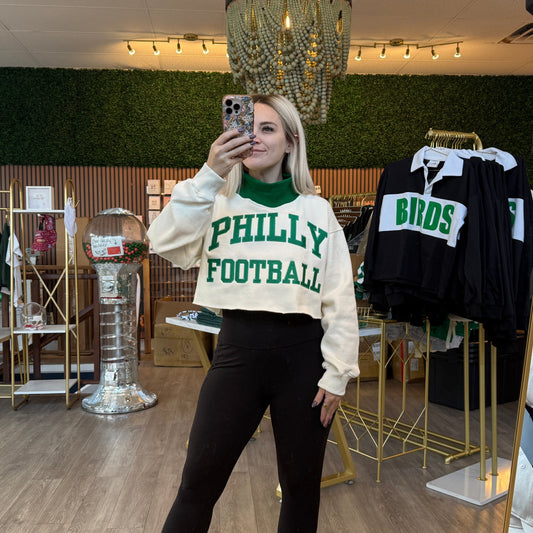 Philly Football Mock Neck Waffle Crop