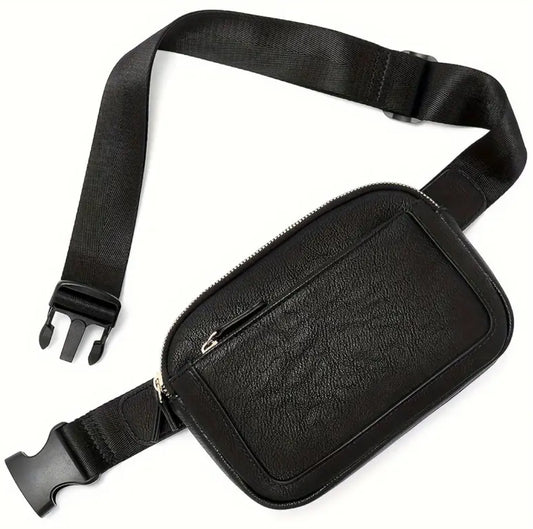 Black Leather Belt Bag