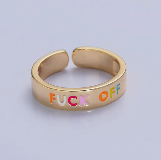 “Fuck Off” Colorful Adjustable Ring