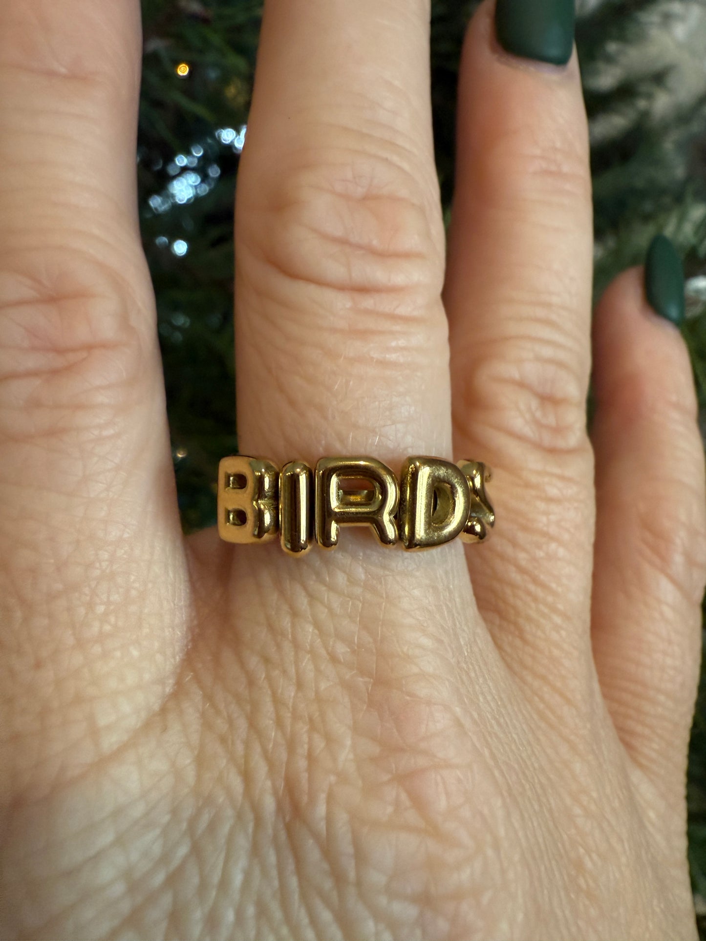 Birds Bubble Letter Ring