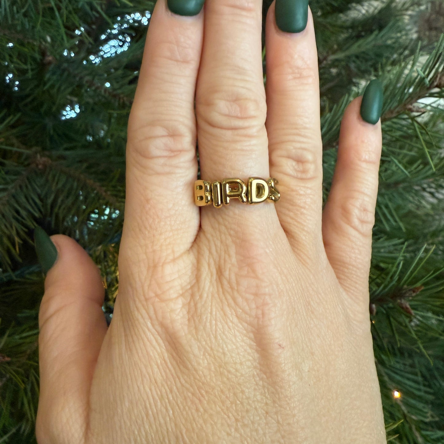 Birds Bubble Letter Ring
