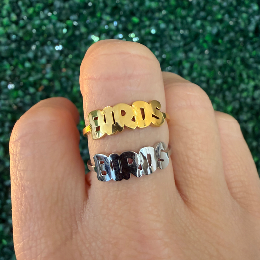 Birds Bubble Letter Ring