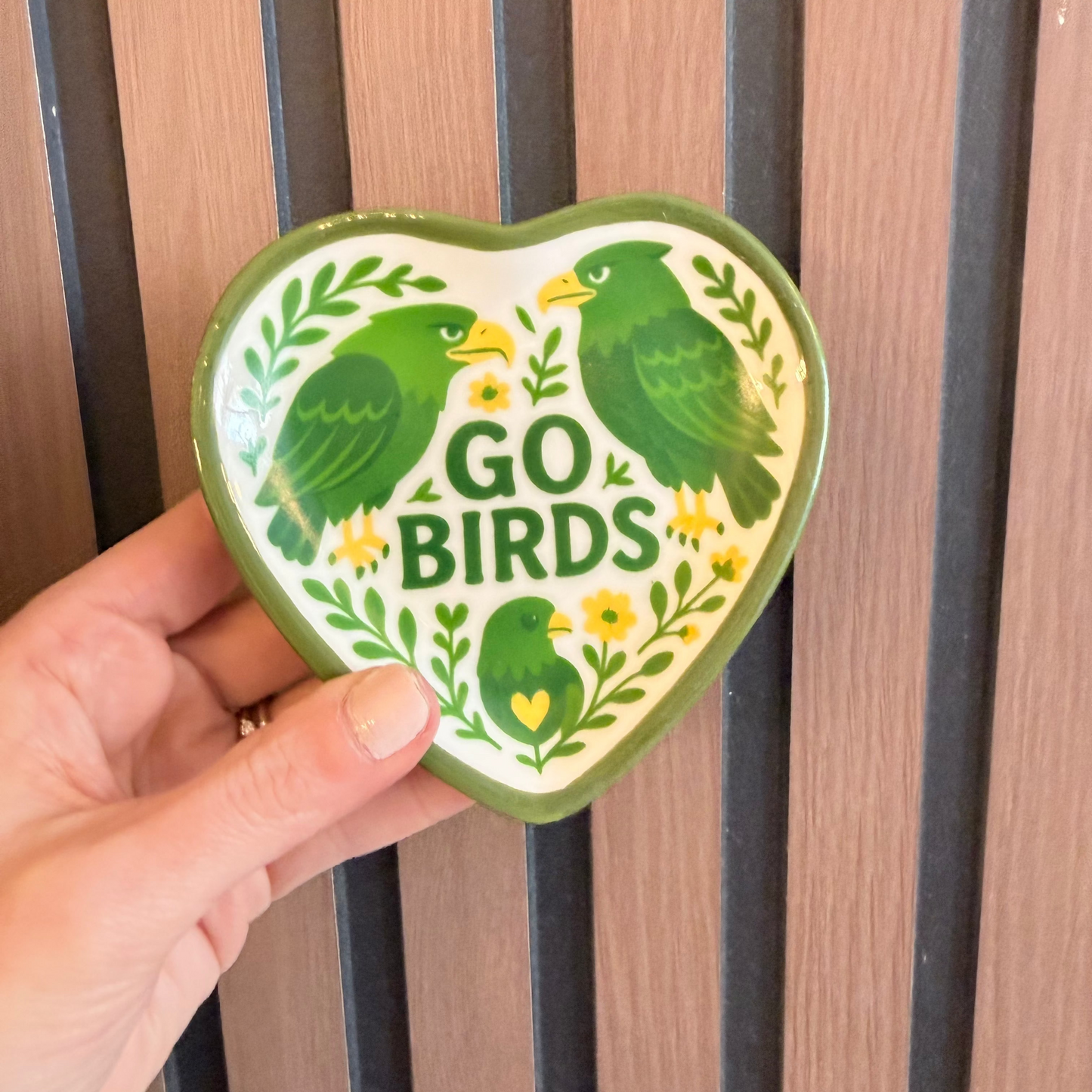 Birds Heart Shaped Ceramic Trinket Tray