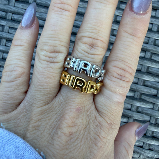 Birds Bubble Letter Ring