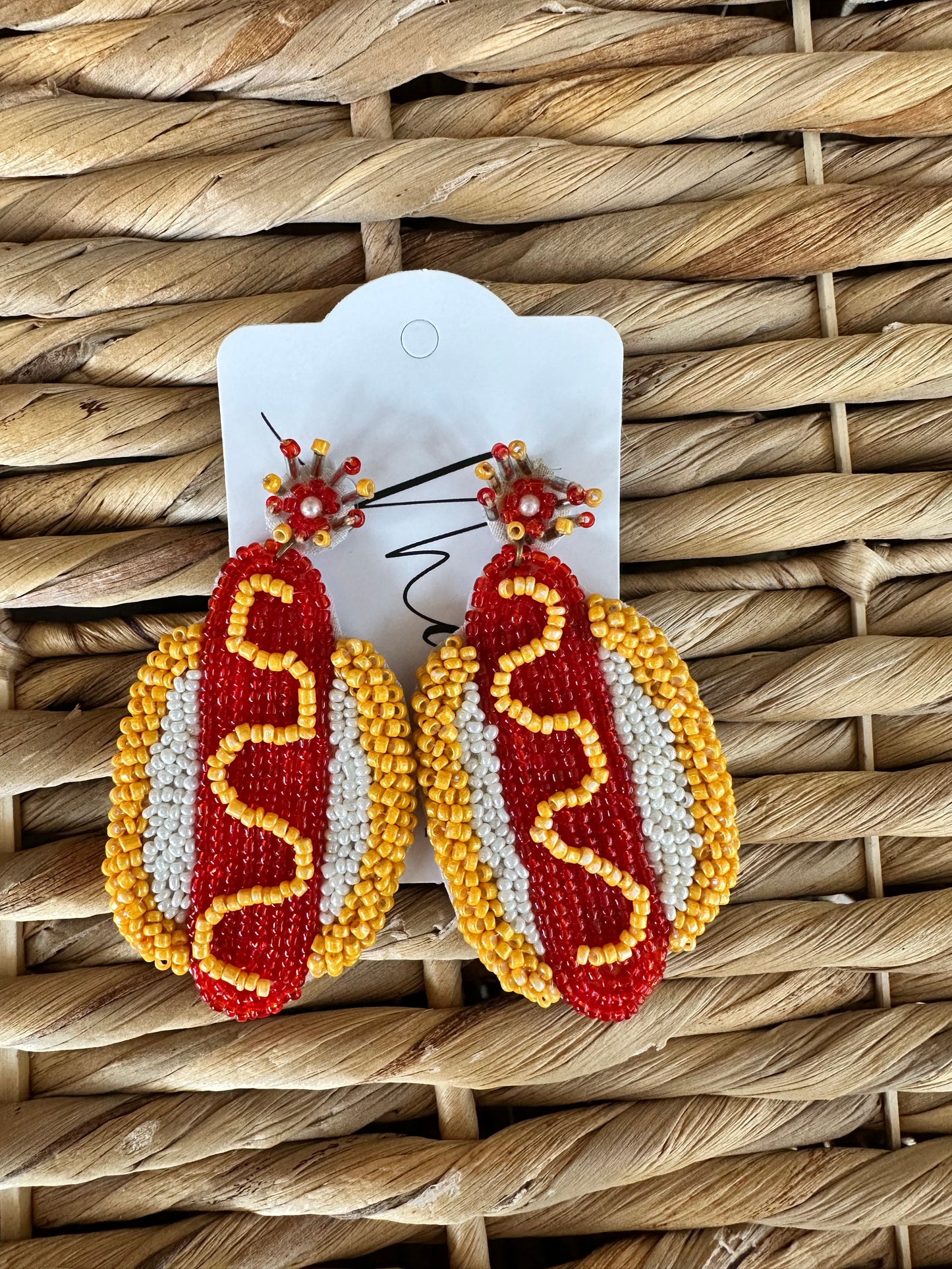 Hot Dog Beaded Earrings