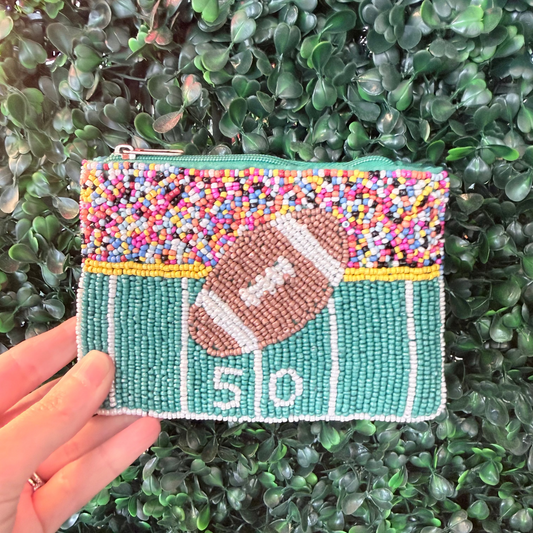 Football Field Beaded Coin Purse