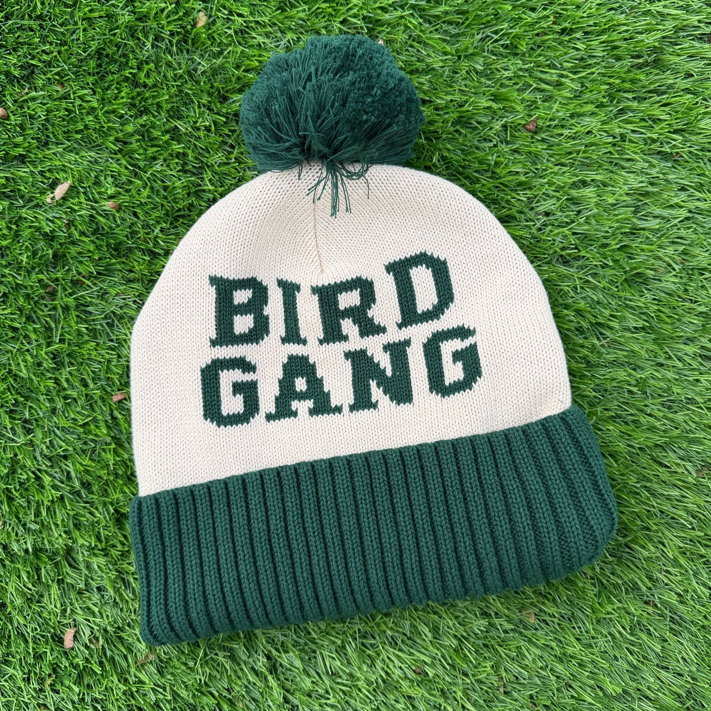 Bird Gang Knit Pom Beanie