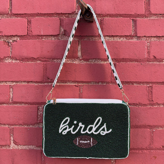 Beaded Birds Box Football Purse