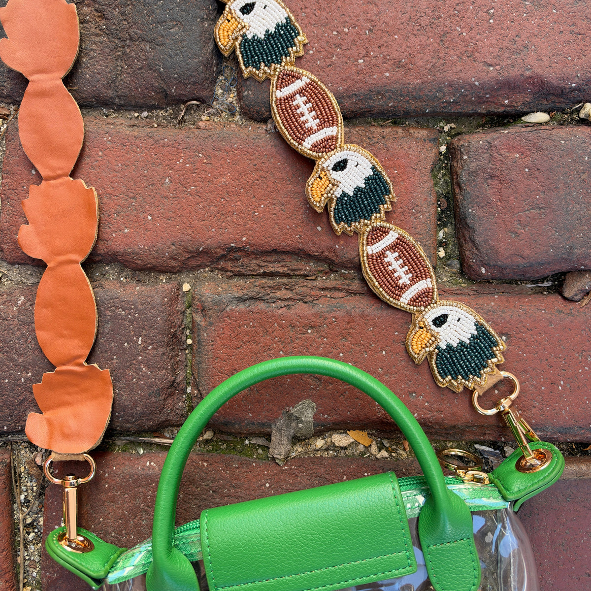 Beaded Birds Football Purse Strap