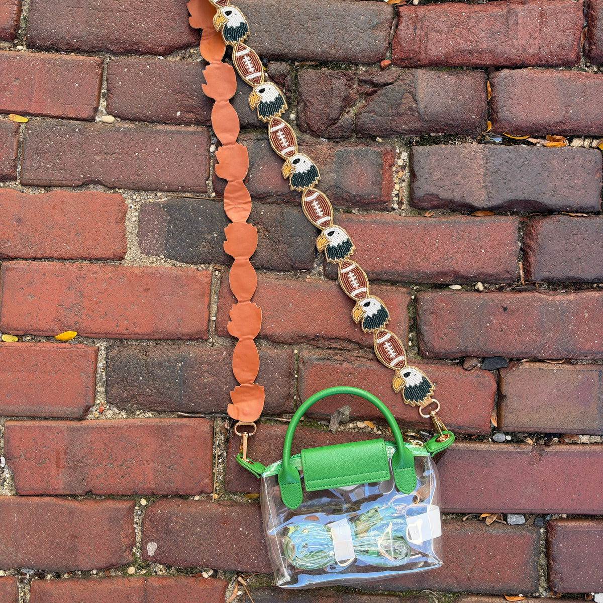 Beaded Birds Football Purse Strap