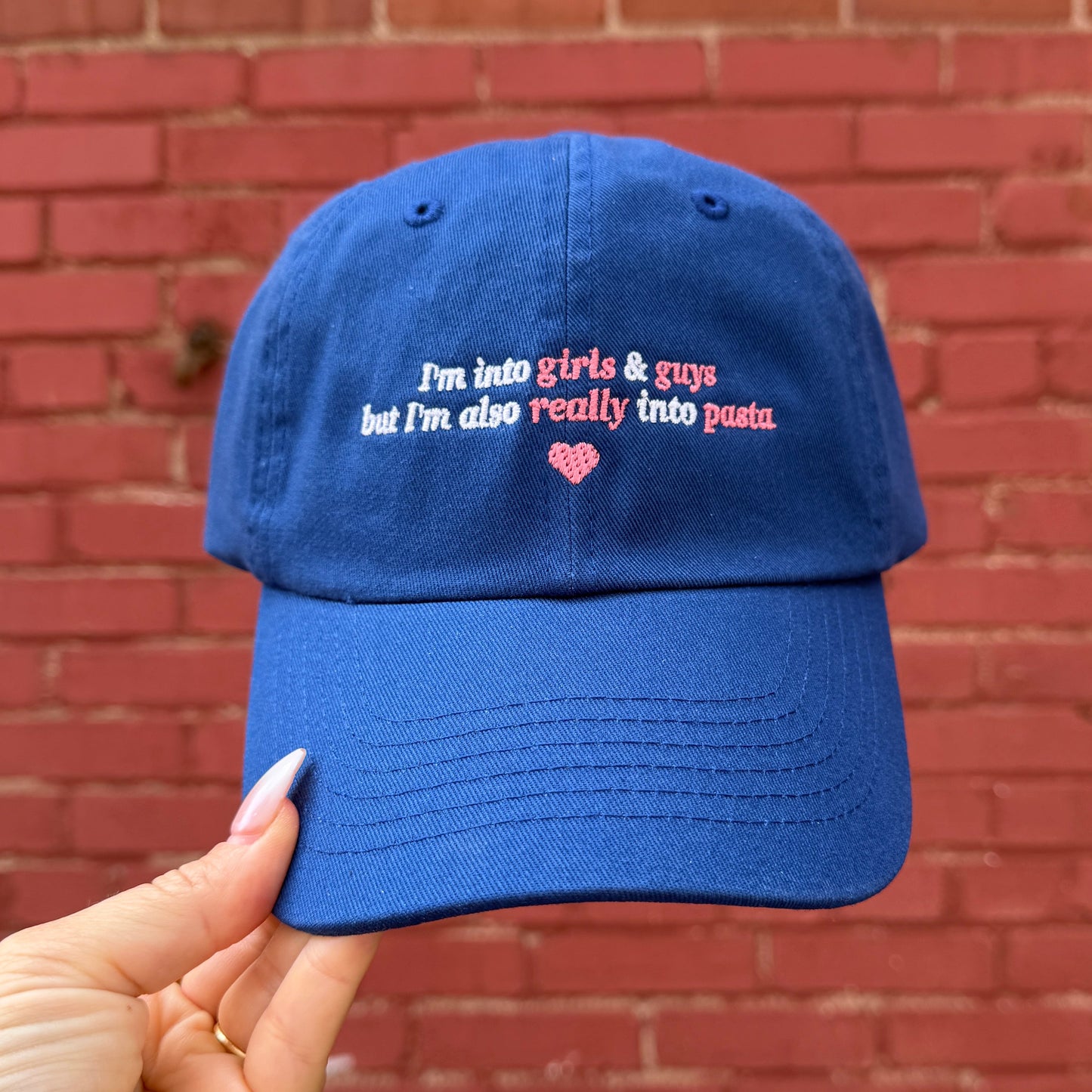 Girls Guys and Pasta Embroidered Dad Hat