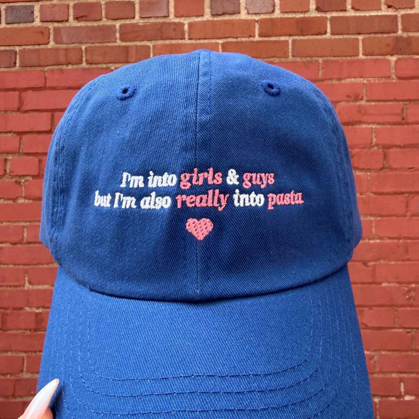 Girls Guys and Pasta Embroidered Dad Hat