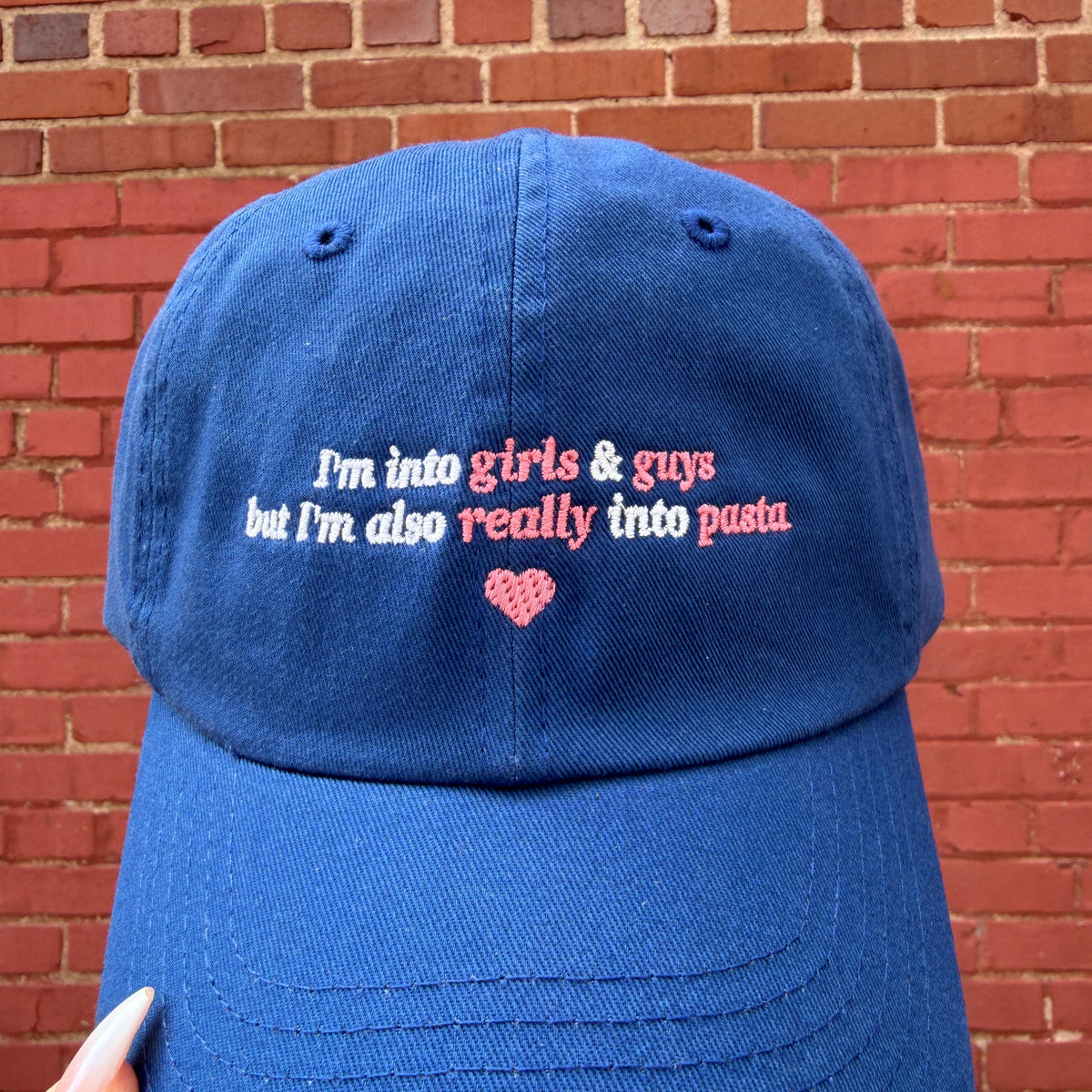 Girls Guys and Pasta Embroidered Dad Hat
