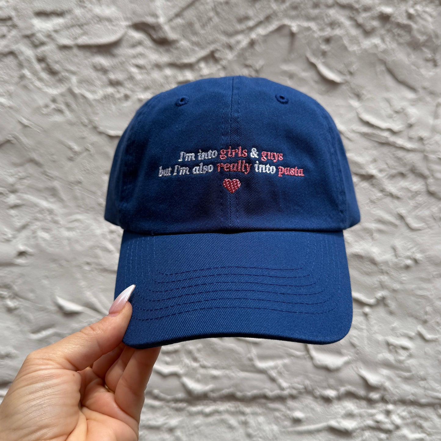 Girls Guys and Pasta Embroidered Dad Hat