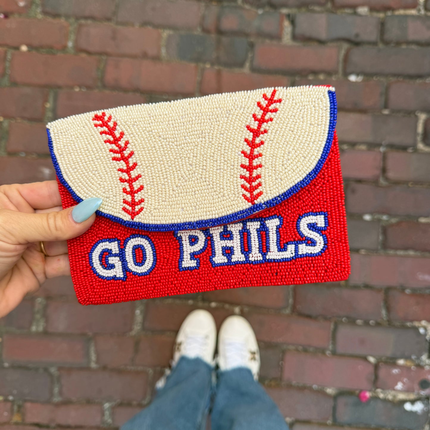 Baseball Beaded Clutch