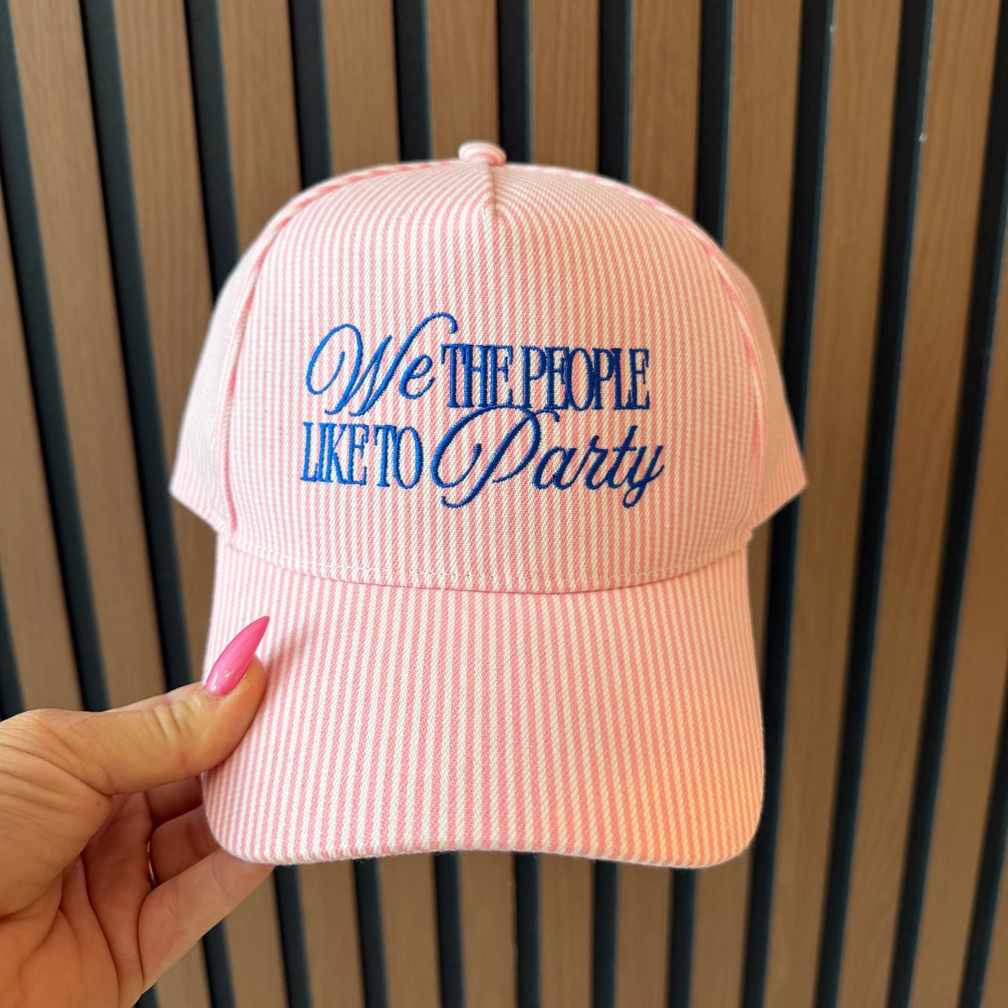 We The People Like To Party Embroidered Seersucker Hat