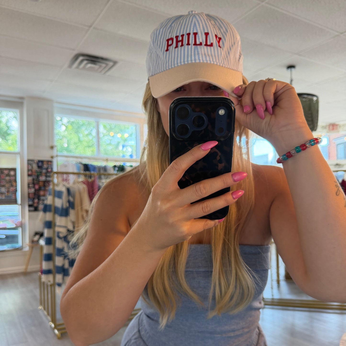 Philly Seersucker Embroidered Hat