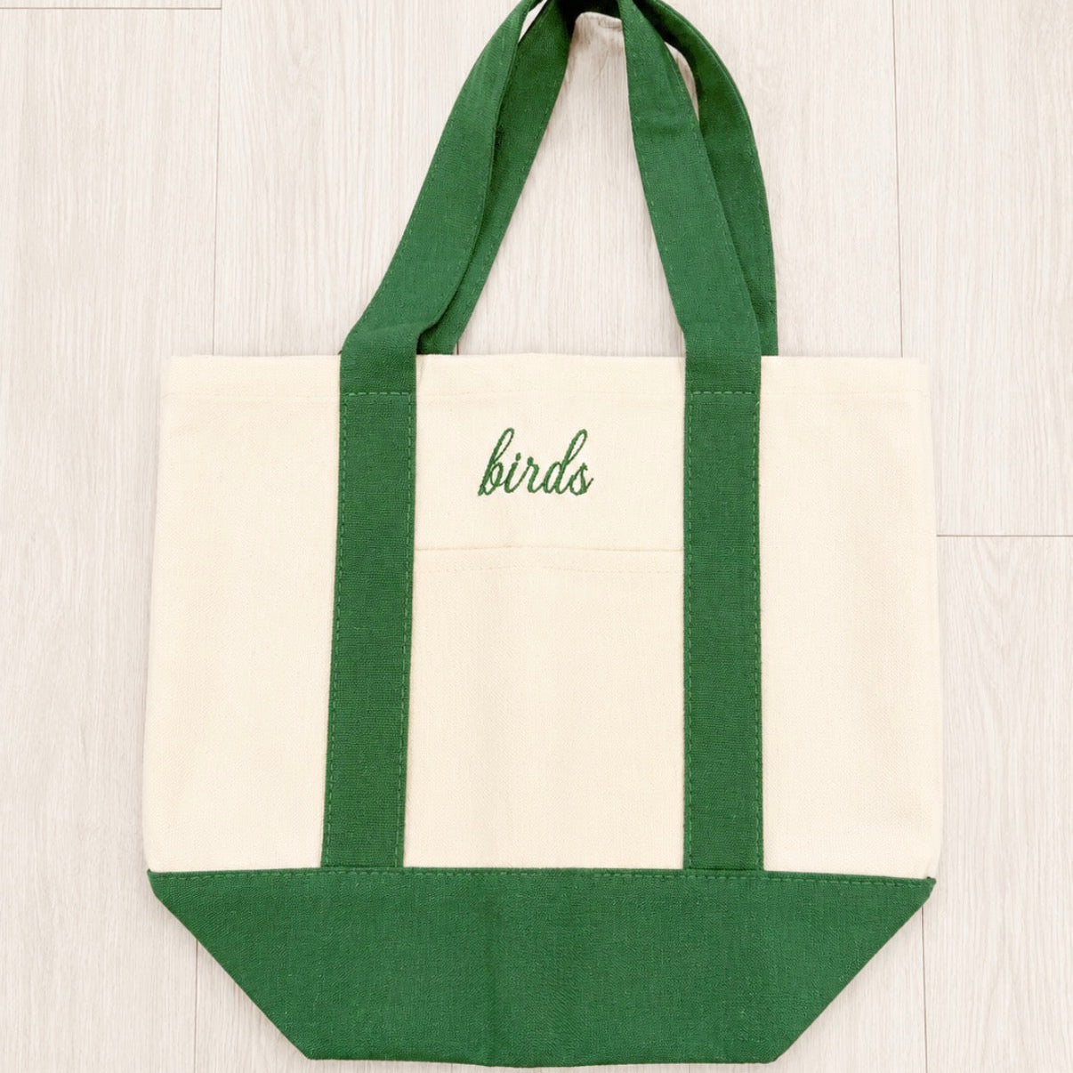 Birds Embroidered Mini Tote Bag