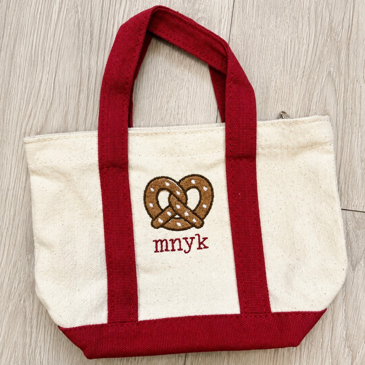 MNYK Pretzel Embroidered Mini Tote
