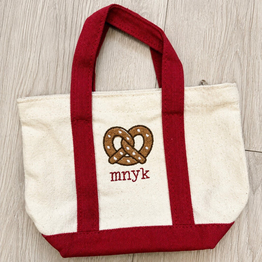MNYK Pretzel Embroidered Mini Tote