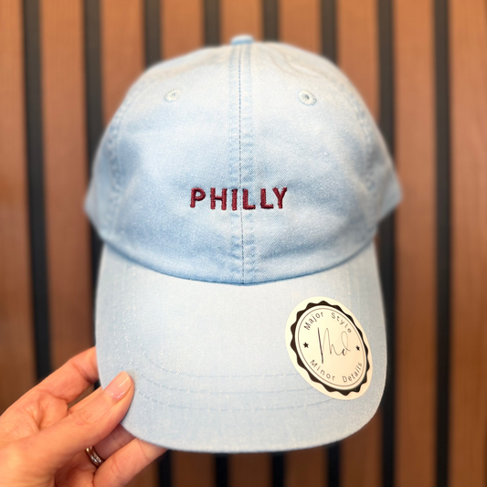 Philly Minimalist Embroidered Hat - Blue