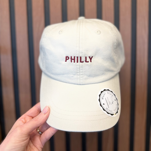 Philly Minimalist Embroidered Hat - Ivory
