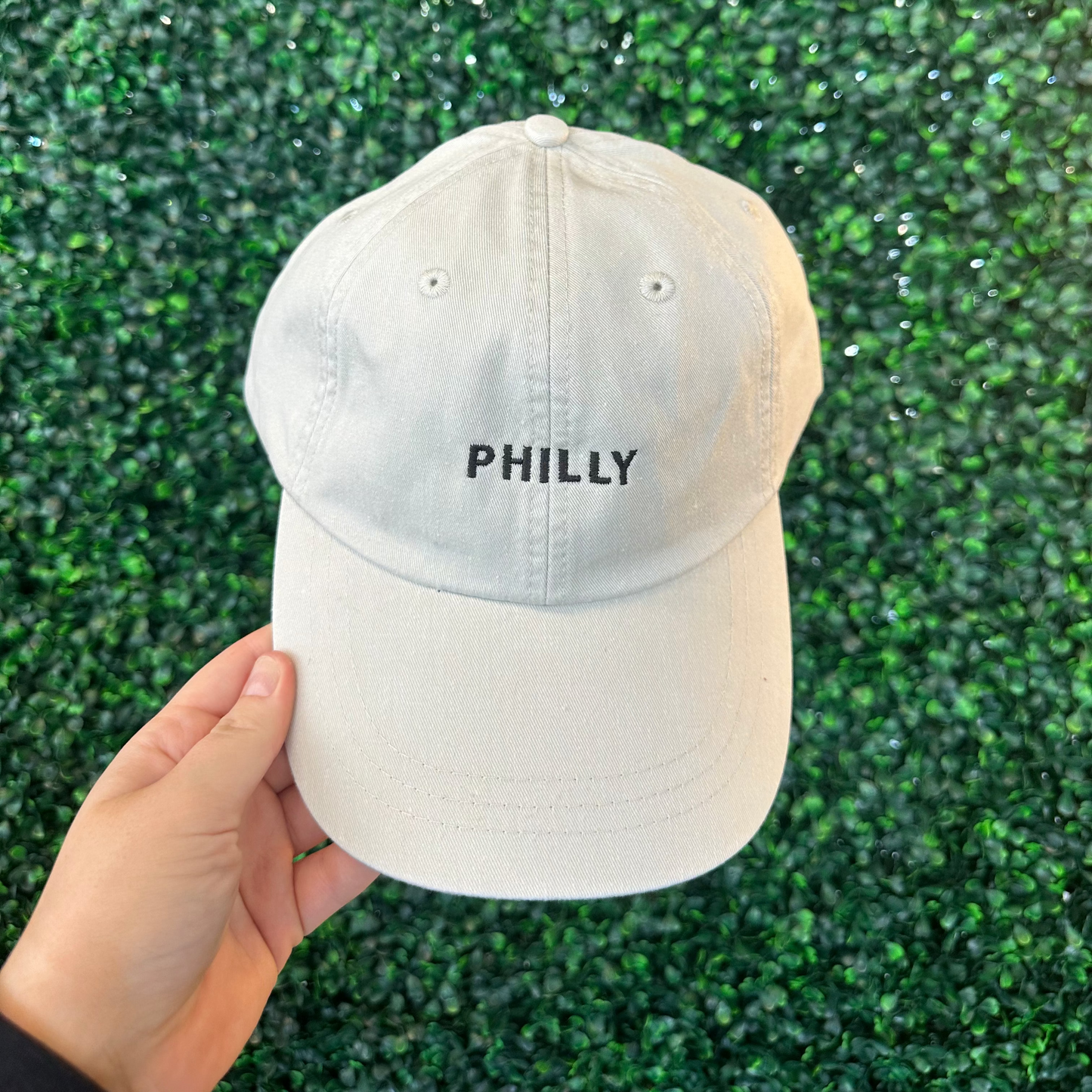 Philly Minimalist Embroidered Hat - Ivory/Black Thread