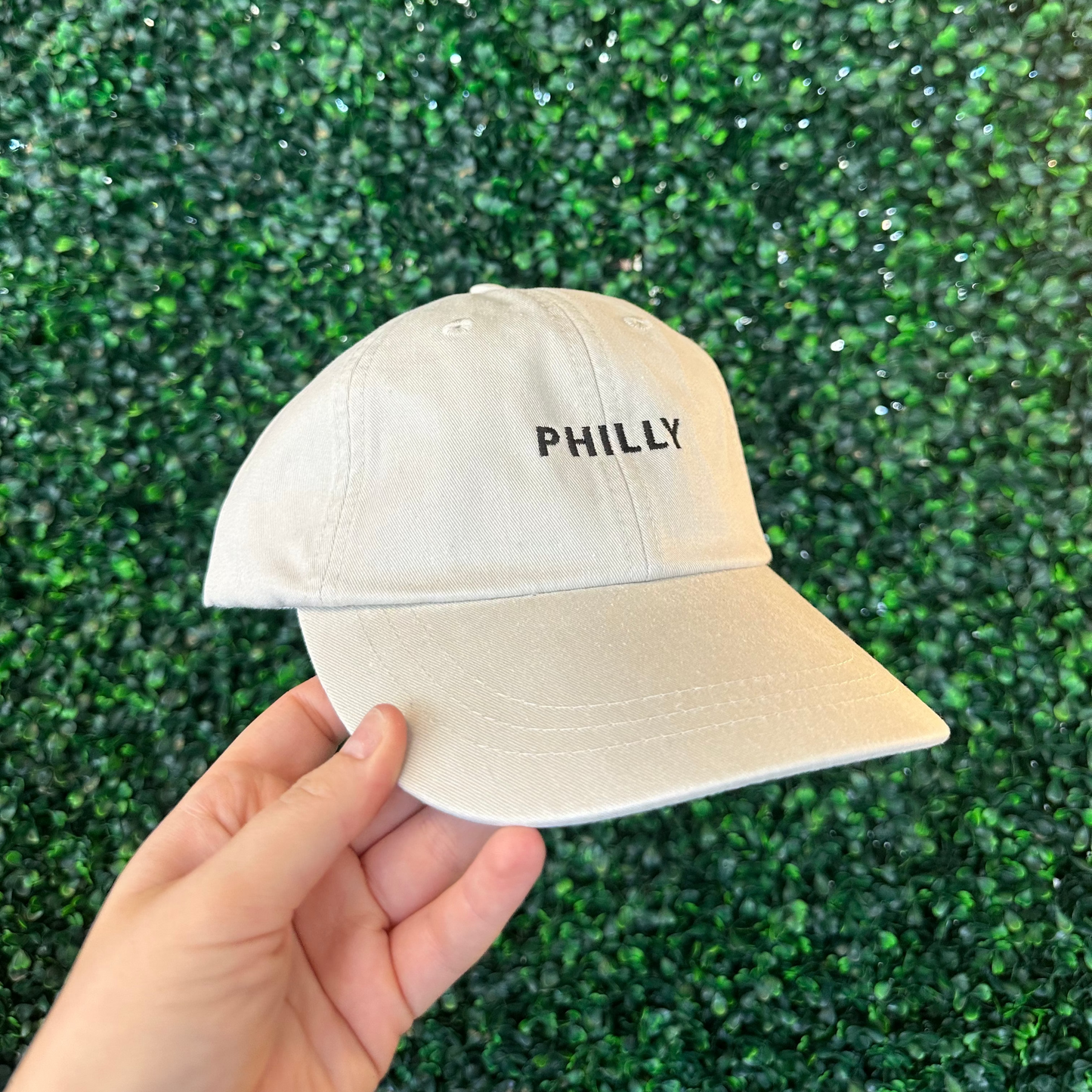 Philly Minimalist Embroidered Hat - Ivory/Black Thread