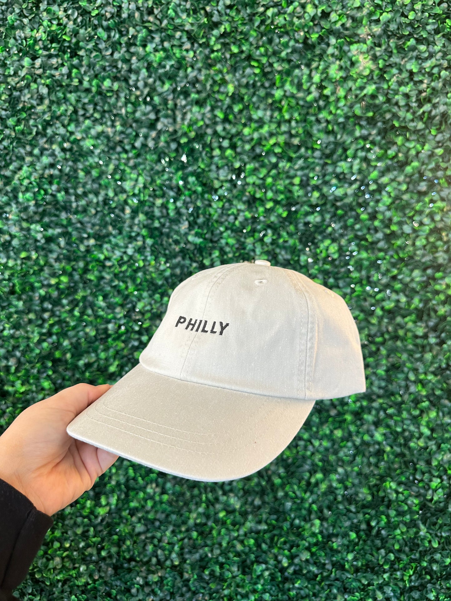 Philly Minimalist Embroidered Hat - Ivory/Black Thread
