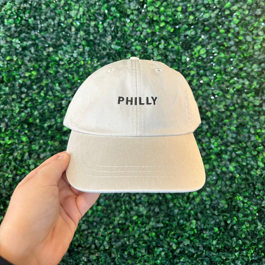 Philly Minimalist Embroidered Hat - Ivory/Black Thread