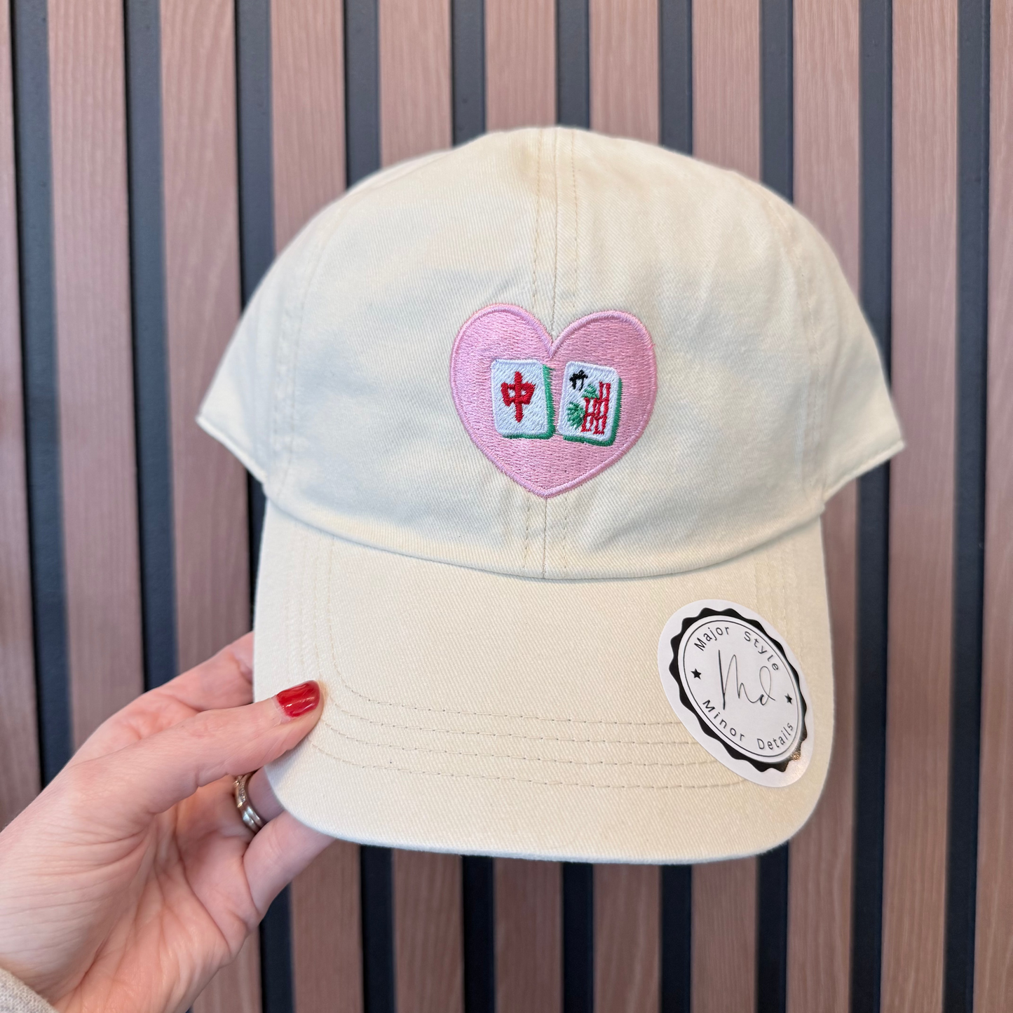 Mahjong Heart Tiles Embroidered Hat