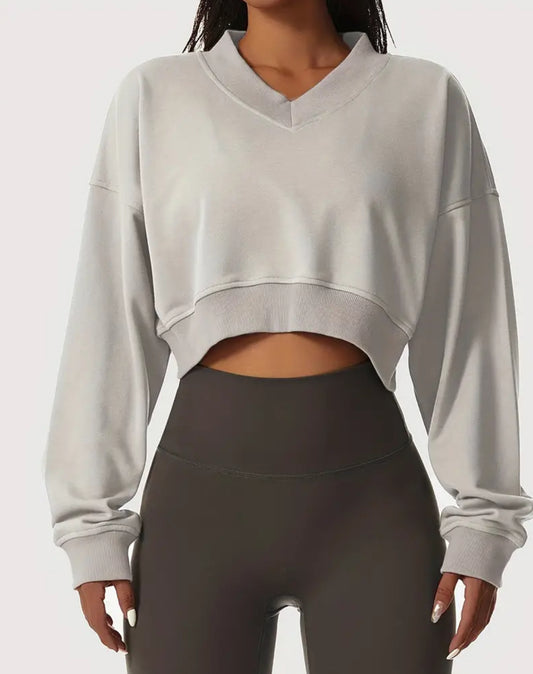 Beige Crop Sweatshirt